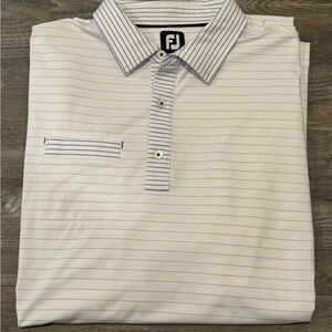FootJoy White Polo with Thin Blue Stripes